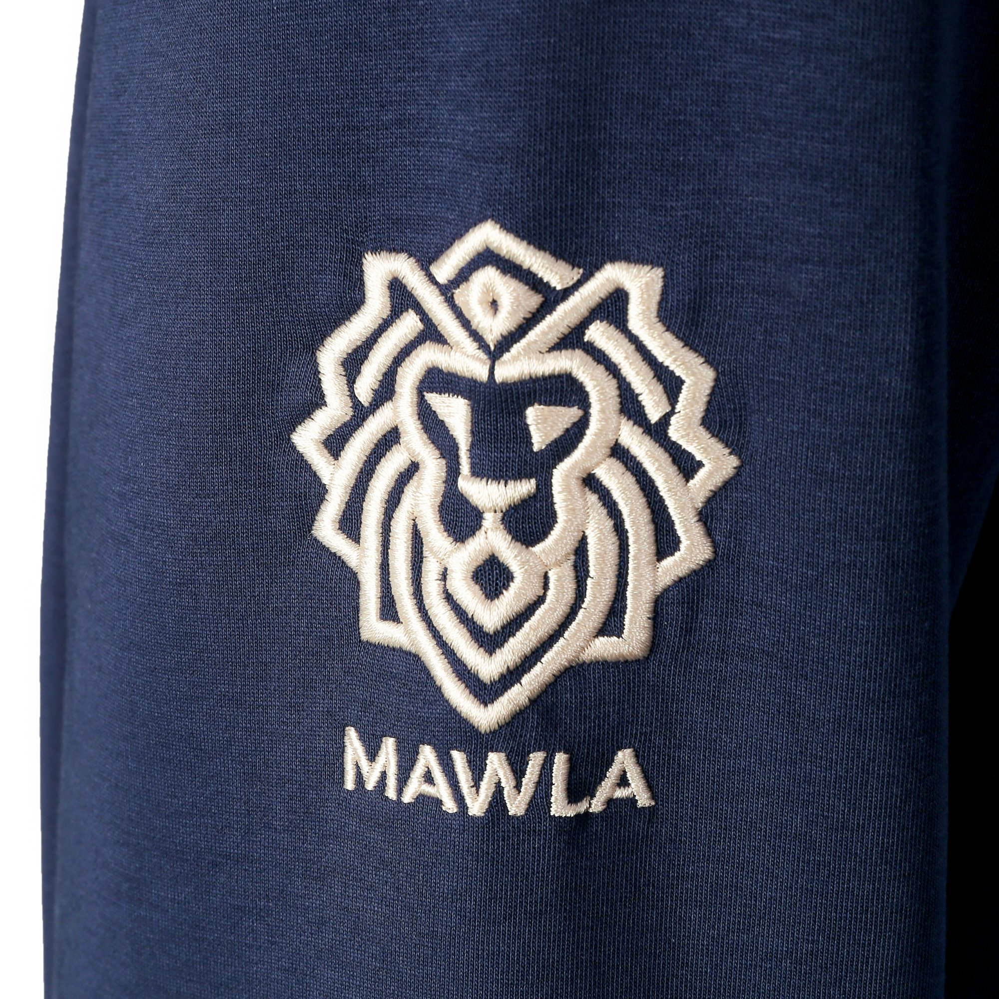 Ahlulbayt University Hoodie - Logo Close-up of MAWLA lion logo embroidery on Ahlulbayt University Hoodie