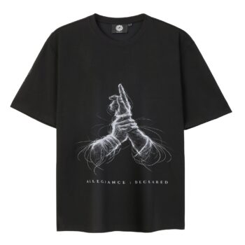 Imam Ali Allegiance T-shirt front view featuring Allegiance Declared artwork by MAWLA